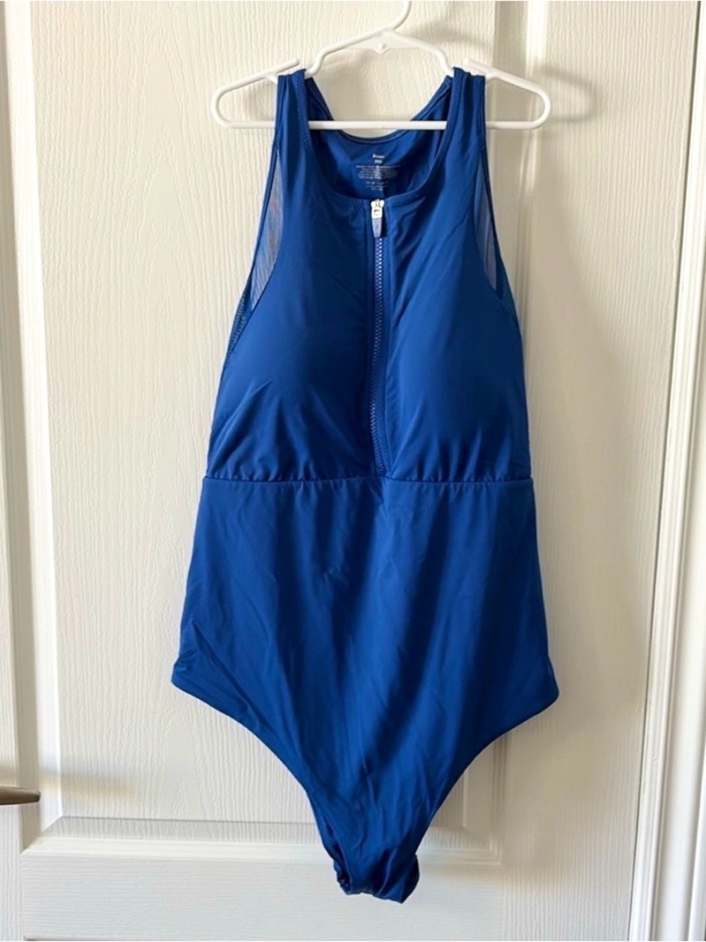 Knix Cobalt Blue Zip-Front High Neck One-Piece Swimsuit Size XXL